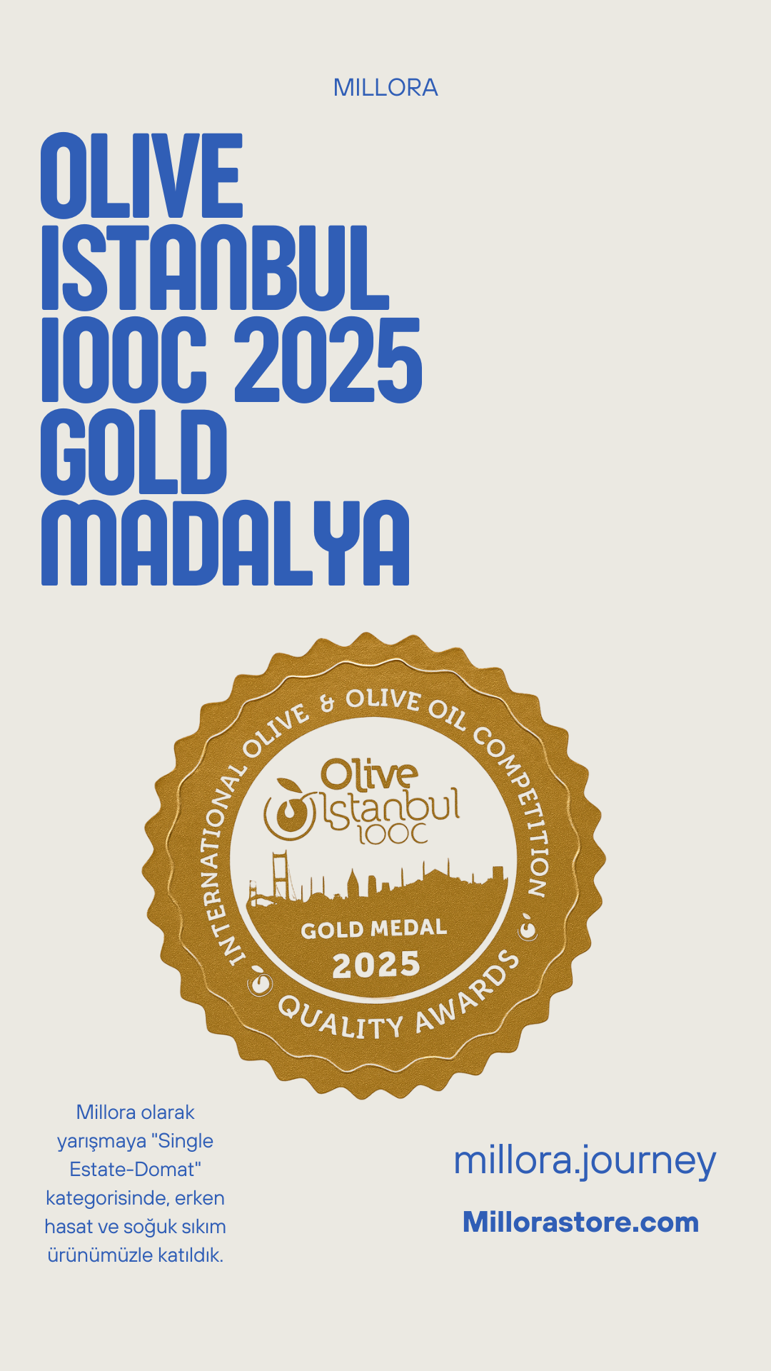 Millora, Olive Istanbul IOOC 2025’te “Gold Award” ile ödüllendirildi!